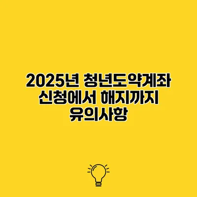 2025년 청년도약계좌 신청에서 해지까지 유의사항