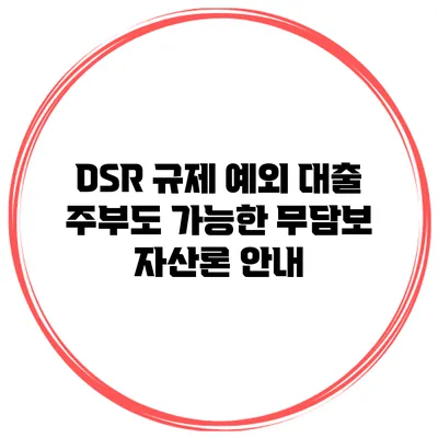 DSR 규제 예외 대출 주부도 가능한 무담보 자산론 안내