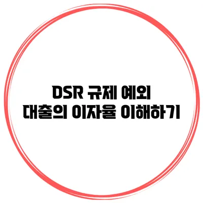 DSR 규제 예외 대출의 이자율 이해하기