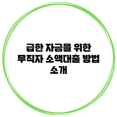 급한 자금을 위한 무직자 소액대출 방법 소개