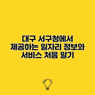 대구 서구청에서 제공하는 일자리 정보와 서비스 처음 알기