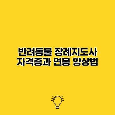 반려동물 장례지도사 자격증과 연봉 향상법