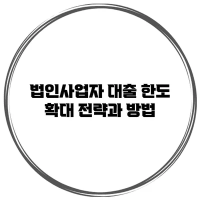 법인사업자 대출 한도 확대 전략과 방법