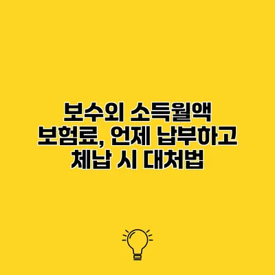 보수외 소득월액 보험료, 언제 납부하고 체납 시 대처법