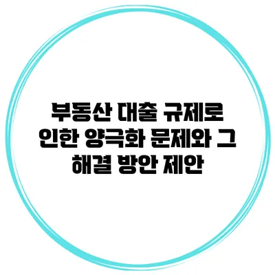 부동산 대출 규제로 인한 양극화 문제와 그 해결 방안 제안