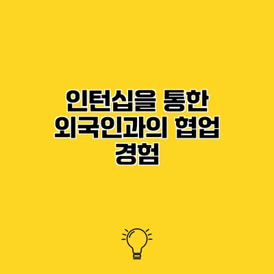 인턴십을 통한 외국인과의 협업 경험