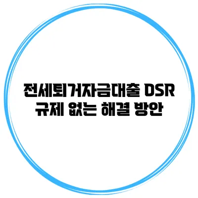 전세퇴거자금대출 DSR 규제 없는 해결 방안