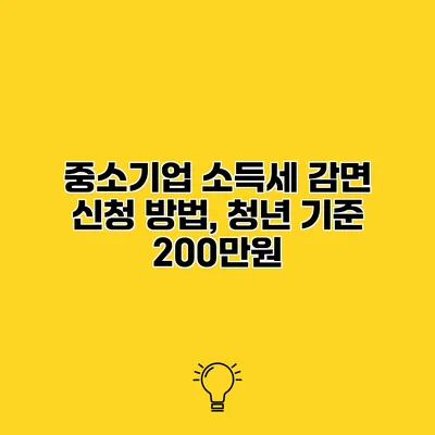 중소기업 소득세 감면 신청 방법, 청년 기준 200만원