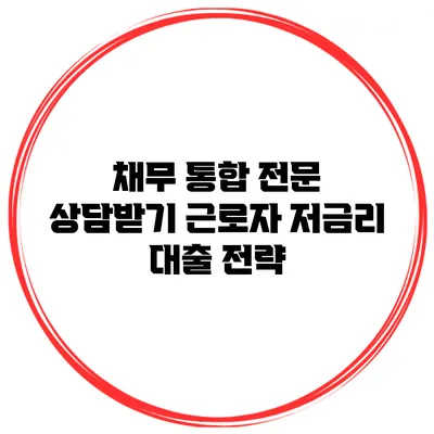 채무 통합 전문 상담받기 근로자 저금리 대출 전략