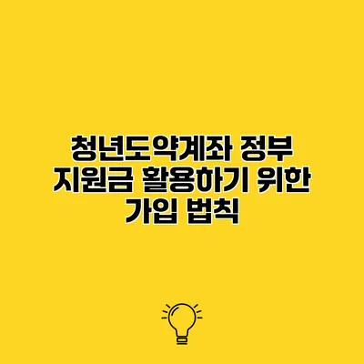 청년도약계좌 정부 지원금 활용하기 위한 가입 법칙