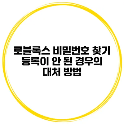 로블록스 비밀번호 찾기 등록이 안 된 경우의 대처 방법