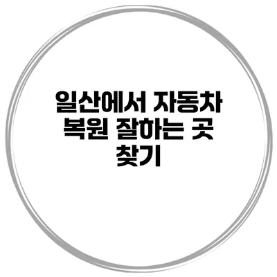 일산에서 자동차 복원 잘하는 곳 찾기