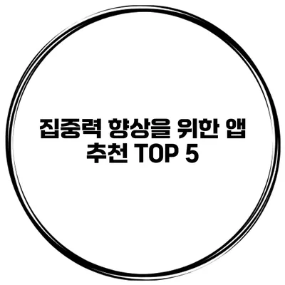 집중력 향상을 위한 앱 추천 TOP 5